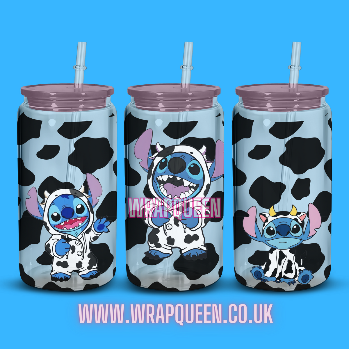 Experiment 626 Cow Print UV DTF 16oz Glass Cup Wrap