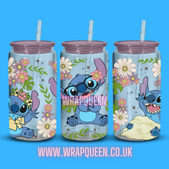 Experiment 626 Floral Cartoon Film UV DTF 16oz Glass Cup Wrap