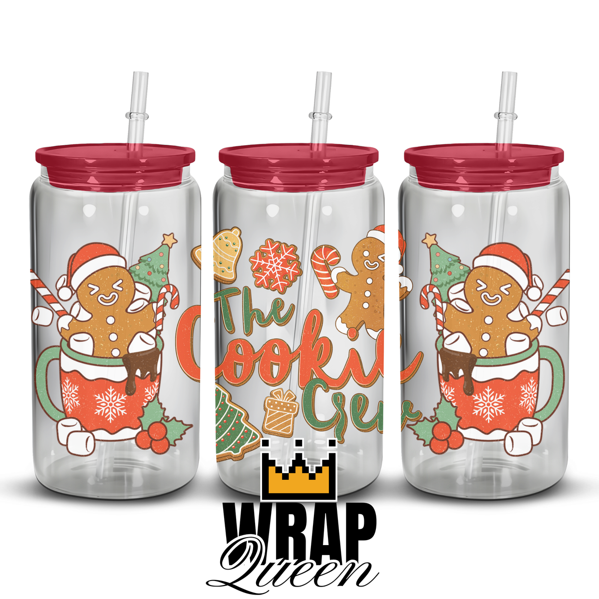 The Cookie Crew UV DTF 16oz Glass Cup Wrap