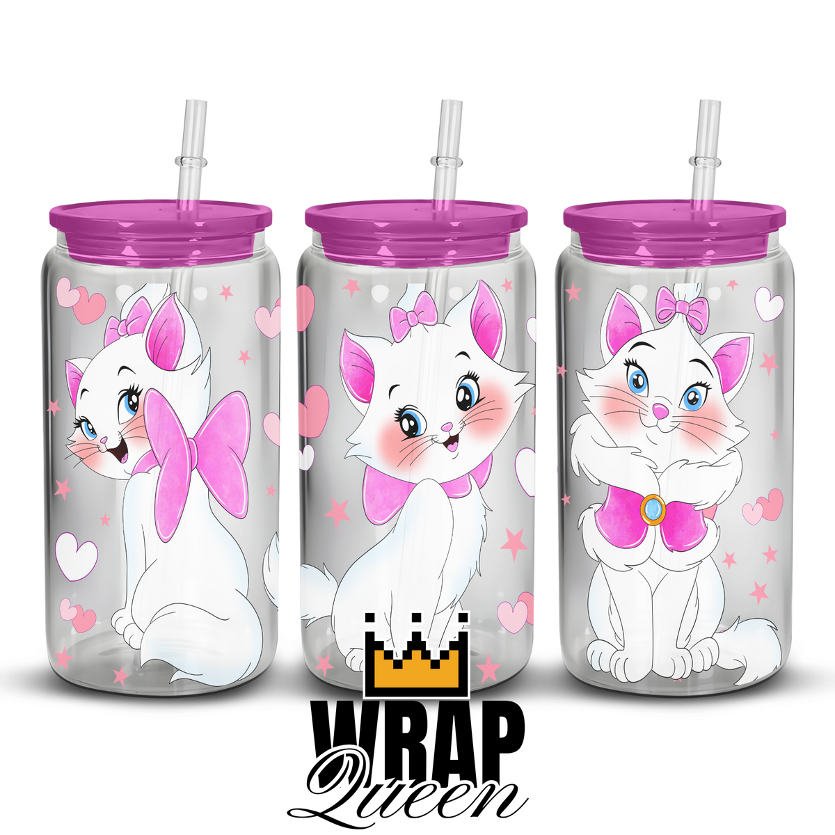 Marie Cat 2 Cartoon Film UV DTF 16oz Glass Cup Wrap