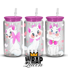 Marie Cat 2 Cartoon Film UV DTF 16oz Glass Cup Wrap