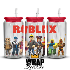 Gaming Roblox Cartoon UV DTF 16oz Glass Cup Wrap