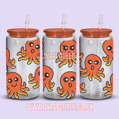 Octopus UV DTF 16oz Glass Cup Wrap