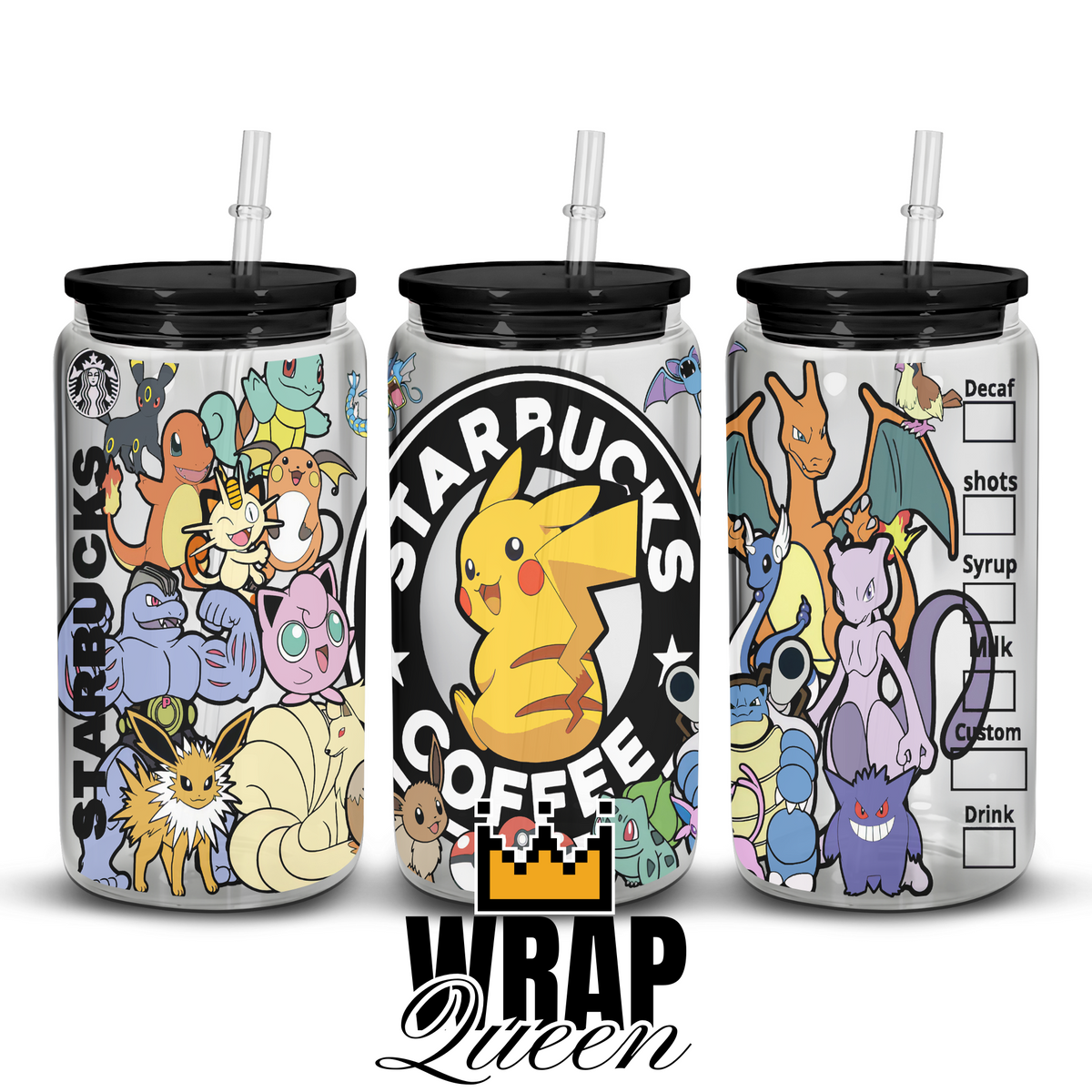 Anime Group Coffee UV DTF 16oz Glass Cup Wrap