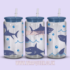 Shark UV DTF 16oz Glass Cup Wrap
