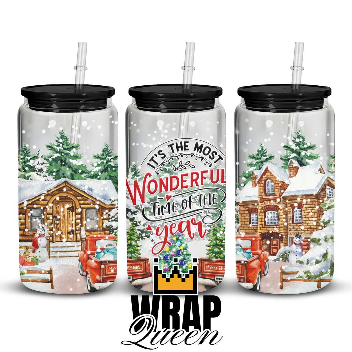 It's the most wonderful time of the year Films UV DTF 16oz Glass Cup Wrap