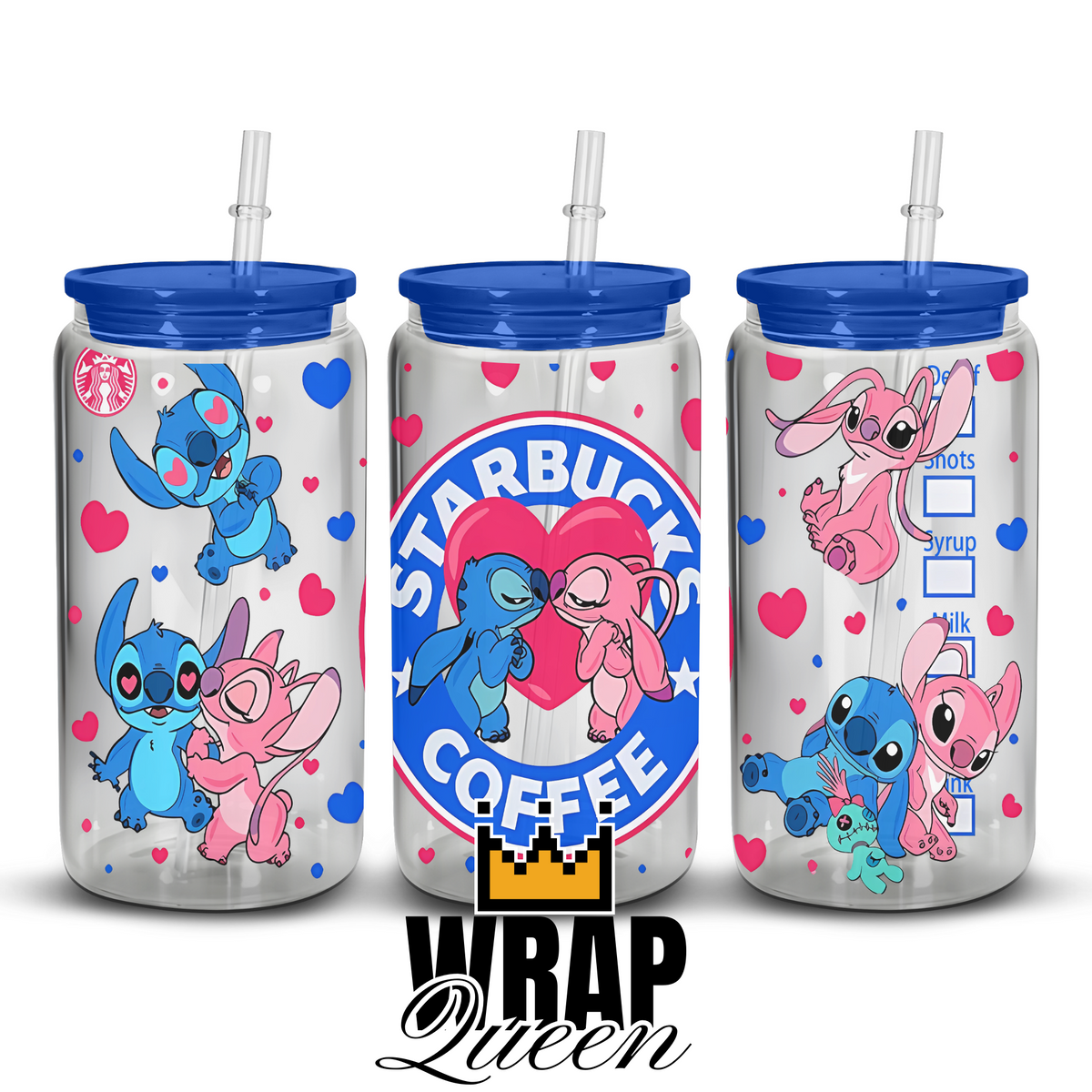 Experiment 626 and Angel Coffee UV DTF 16oz Glass Cup Wrap