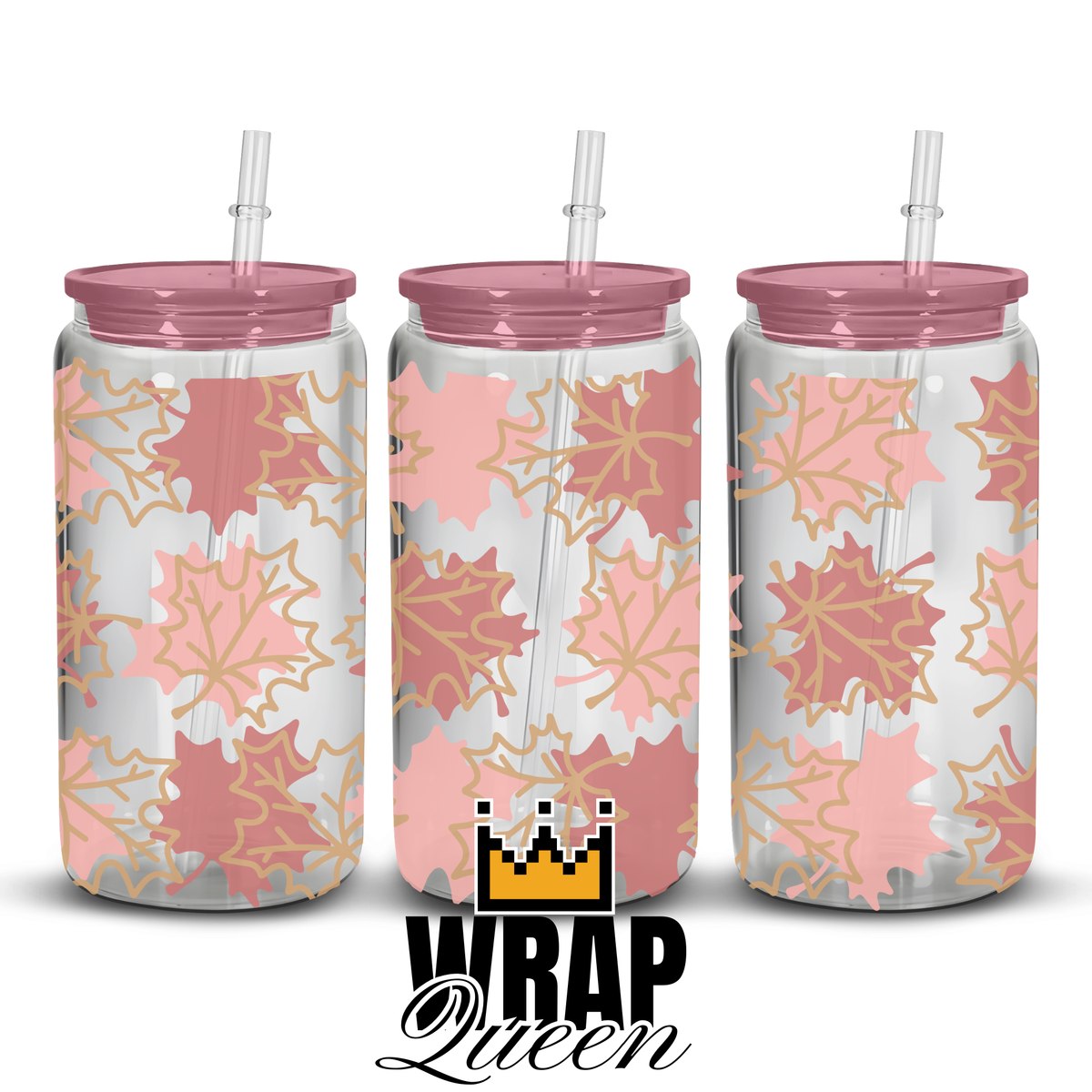 Leaf 3 UV DTF 16oz Glass Cup Wrap