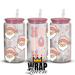 Ho ho ho Santa UV DTF 16oz Glass Cup Wrap