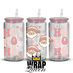 Ho Ho Ho DTF 16oz Glass Cup Wrap