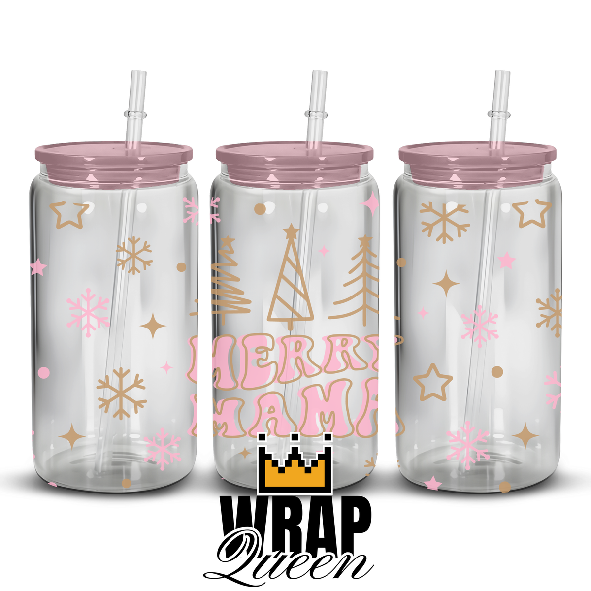 Merry Mama UV DTF 16oz Glass Cup Wrap