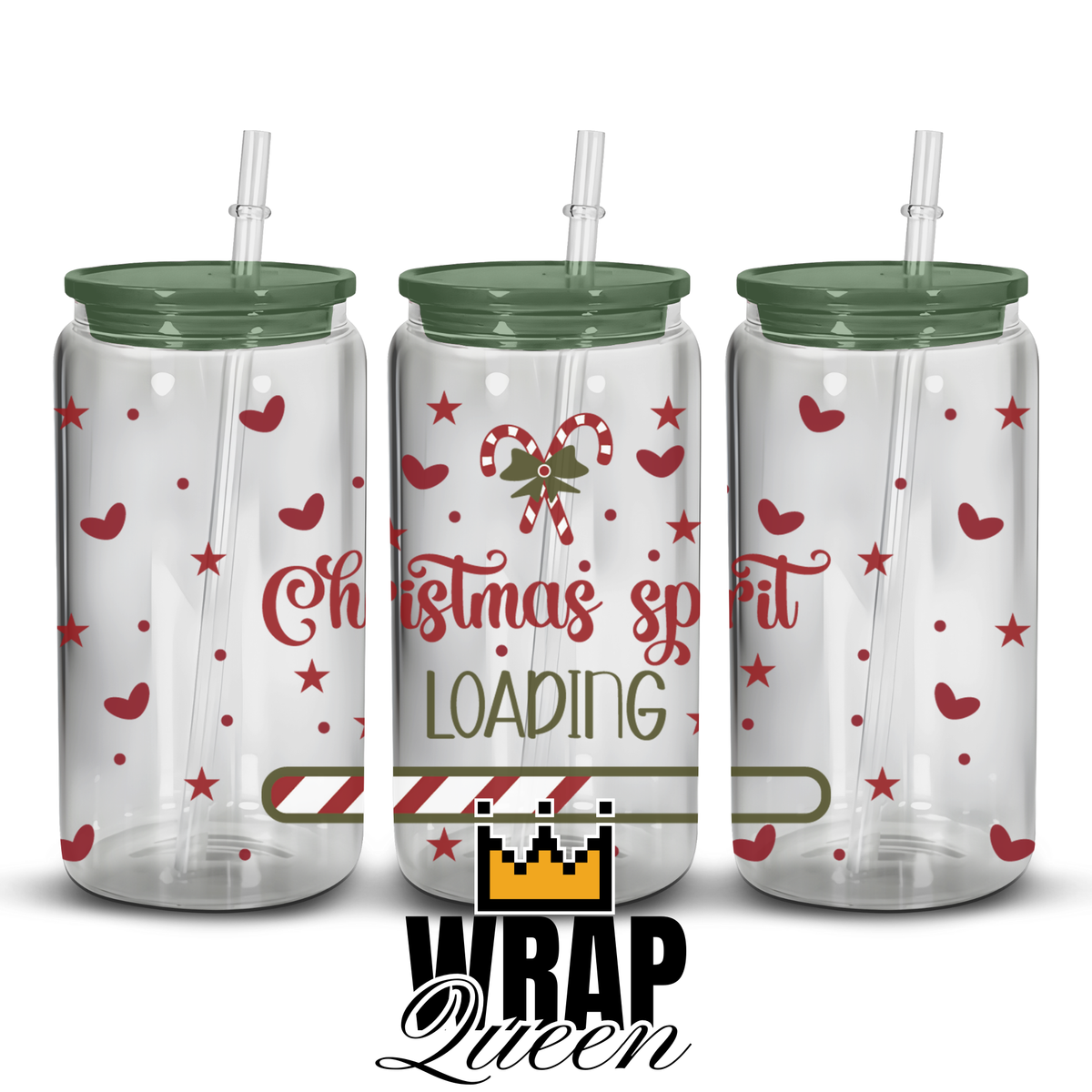 Christmas loading UV DTF 16oz Glass Cup Wrap