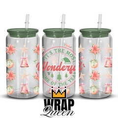 It's the most wonderful time of the year 2 UV DTF 16oz Glass Cup Wrap