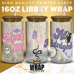 Swiftie Swifty Meet me at Midnight UV DTF 16oz Glass Cup Wrap
