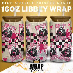 Ghostface horror fan cards UV DTF 16oz Glass Cup Wrap