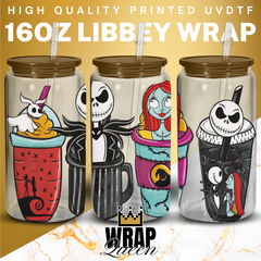 Jack Cups Halloween UV DTF 16oz Glass Cup Wrap
