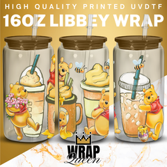 Bear Cups UV DTF 16oz Glass Cup Wrap