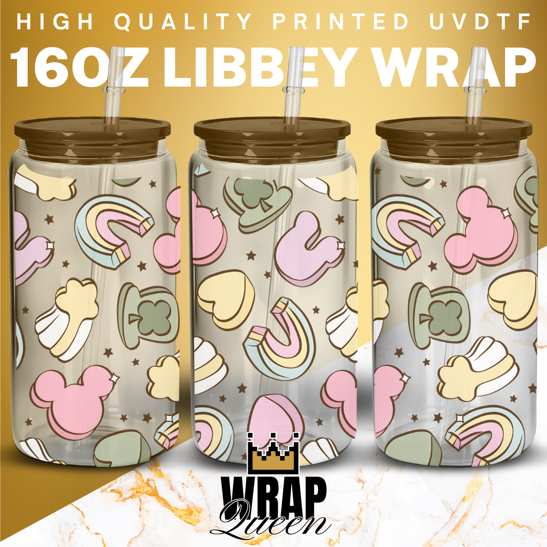 Mouse Lucky Charms UV DTF 16oz Glass Cup Wrap