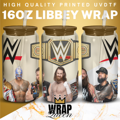 Wrestling WWE UV DTF 16oz Glass Cup Wrap