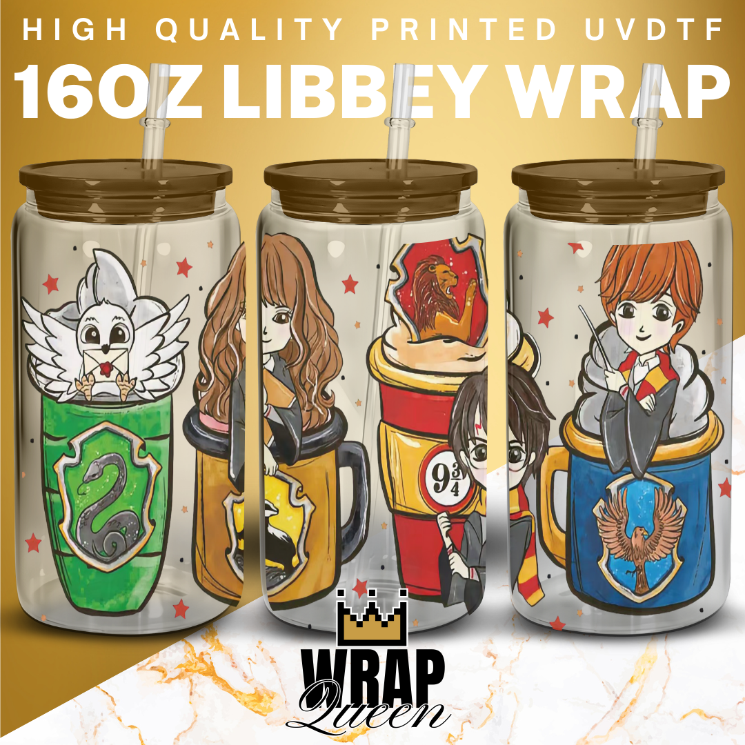 HP Harry Cups UV DTF 16oz Glass Cup Wrap