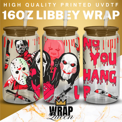 Killers No you hang up red Cartoon UV DTF 16oz Glass Cup Wrap
